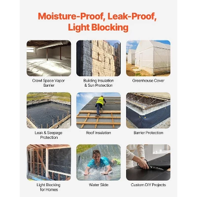 VEVOR 10 Mil Plastic Sheeting Heavy Duty 10' X 65', Thick Plastic Sheeting Roll, Plastic Drop Cloth Painters Tarp Covering 4 VEVOR 10 Mil Plastic Sheeting Heavy Duty 10' X 65', Thick Plastic Sheeting Roll, Plastic Drop Cloth Painters Tarp Covering - Image 4