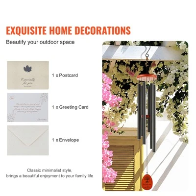 VEVOR Wind Chimes For Outside, 41 In, Deep Tone Wind Chimes With 6 Tubes, Unique Large Memorial Wind Chimes For Anniversary, Black 2 VEVOR Wind Chimes For Outside, 41 In, Deep Tone Wind Chimes With 6 Tubes, Unique Large Memorial Wind Chimes For Anniversary, Black - Image 2