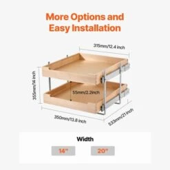 VEVOR 2 Tier Pull Out Cabinet Organizer, 20"W X 21"D Cabinet Drawer, Soft Close Slide Out Shelf, Heavy-Duty Sliding Wood Drawer -Vevor GUEST b5abd54c b1dd 4ce3 91d5 454440936f6b
