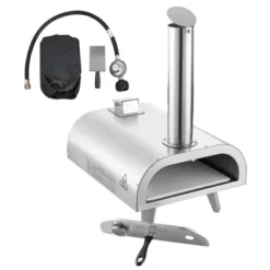 VEVOR Dual Fuel Pizza Oven Outdoor, 12 Inch Wood Fire & Propane Gas Pizza Oven, Pellet & Propane Pizza-Maker With Thermometer, Silver -Vevor GUEST b6bd788d 8452 48a4 a222 0c3a6a7f38b8