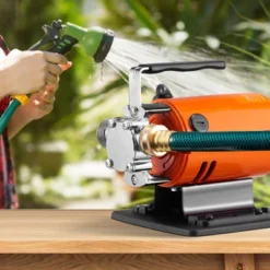 VEVOR Water Transfer Pump, 120V AC 360 GPH 1/10 HP, Portable Electric Utility Pump With 6 Ft Suction Hose Kit, Carbon Brushes, Impeller, Orange