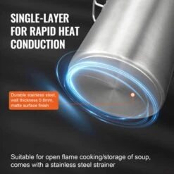 VEVOR Stainless Steel Stockpot, 42 Quart Large Cooking Pots, Cookware Sauce Pot With Basket, Lid, And Handle, Heavy Duty Grade Stock Pot, Silver -Vevor GUEST b75bcfe2 1b64 46b9 8a7b 4d5a7e4b4d37