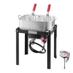 VEVOR 18 Qt Fish And Wing Fryer With Double Basket, Aluminum Propane Fish Fryer Kit, Outdoor Deep Fryer Seafood Pot With Thermometer, Silver 15 VEVOR 18 Qt Fish And Wing Fryer With Double Basket, Aluminum Propane Fish Fryer Kit, Outdoor Deep Fryer Seafood Pot With Thermometer, Silver -Vevor GUEST b7f380ca e982 4bf2 9039 baaaf692902f
