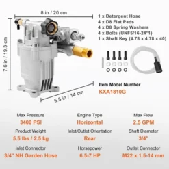 VEVOR Pressure Washer Pump, 3/4" Shaft Horizontal, 3400 PSI, 2.5 GPM, Replacement Power Washer Pumps Kit, Parts Washer Pump, Silver -Vevor GUEST b8102a7a faba 448a a5f1 20b2c8f3bca8