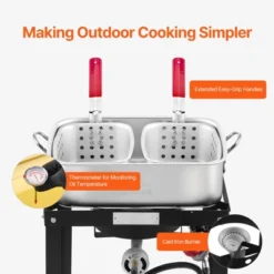 VEVOR 18 Qt Fish And Wing Fryer With Double Basket, Aluminum Propane Fish Fryer Kit, Outdoor Deep Fryer Seafood Pot With Thermometer, Silver 13 VEVOR 18 Qt Fish And Wing Fryer With Double Basket, Aluminum Propane Fish Fryer Kit, Outdoor Deep Fryer Seafood Pot With Thermometer, Silver -Vevor GUEST b837e9ef bec7 43d6 89e1 97de0e01927a