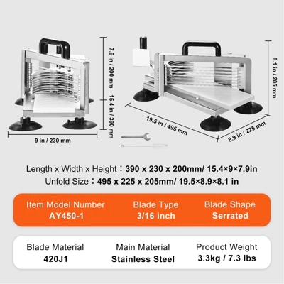 VEVOR Commercial Tomato Slicer, 3/16 Inch Tomato Cutter Slicer, Stainless Steel Heavy Duty Tomato Slicer Machine, Manual Tomato Slicer 7 VEVOR Commercial Tomato Slicer, 3/16 Inch Tomato Cutter Slicer, Stainless Steel Heavy Duty Tomato Slicer Machine, Manual Tomato Slicer - Image 7