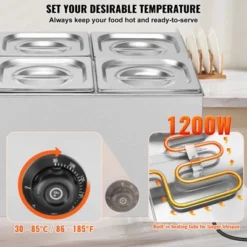VEVOR 24QT Commercial Food Warmer, 6-Pan Electric Steam Table, 1200W Professional Countertop Stainless Steel Buffet Bain Marie -Vevor GUEST b8c122f0 66f9 4456 a0c4 11a565abb5ea