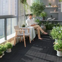 VEVOR Interlocking Deck Tiles, 36 Pack,11.6"x11.6" 36 Sq. Ft Plastic Waterproof Outdoor Flooring All Weather Use, Patio Floor Decking Covering Tiles