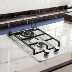 VEVOR Gas Cooktop 12 Inch, Max 12250BTU 2 Burners Built-in Stainless Steel Gas Stove Top, LPG/NG Convertible Dual Fuel Natural Gas Hob