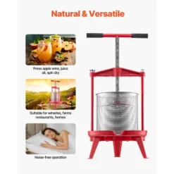 VEVOR 3.69 Gal/14L Fruit Wine Press, Stainless Steel Basket, Manual Juice Maker, Cider Apple Grape Tincture Making Press, Red -Vevor GUEST b8f7f328 ddcc 44bc 9dae a575a655aad8