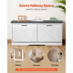 VEVOR Entryway Shoe Storage Bench, 39.4 X 12.0 X 18.7 Inch Shoe Organizer With Flip Drawers, 440lbs Narrow Shoes Rack Bench, Black + White -Vevor GUEST b94ace42 10f8 4f21 8744 c6cd8d2832ad