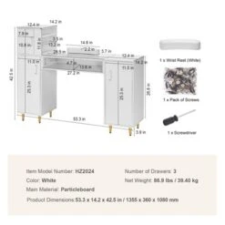 VEVOR Manicure Table, Glass Top Nail Desk, Makeup Dressing Nail Station With Storage Cabinets, Acetone-Resistant Nail Tech Table -Vevor GUEST b96aa0b1 79e9 4a0f b510 5b682871265f