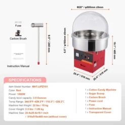 VEVOR Electric Cotton Candy Machine, 1000W Candy Floss Maker, Commercial Cotton Candy Machine With Cover, Stainless Steel Bowl, Sugar Scoop, Drawer -Vevor GUEST b96de6cf 62c6 47f9 b331 eea075460f35