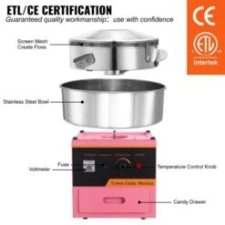 VEVOR Electric Cotton Candy Machine, 1000W Candy Floss Maker, Commercial Cotton Candy Machine With Stainless Steel Bowl, Sugar Scoop, And Drawer -Vevor GUEST b9d5cb23 8686 4dfb a21a a12d06910101