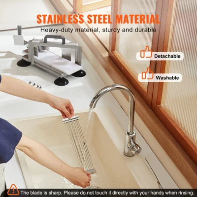 VEVOR Commercial Tomato Slicer, 3/8 Inch Tomato Cutter Slicer, Stainless Steel Heavy Duty Tomato Slicer Machine, Manual Tomato Slicer 6 VEVOR Commercial Tomato Slicer, 3/8 Inch Tomato Cutter Slicer, Stainless Steel Heavy Duty Tomato Slicer Machine, Manual Tomato Slicer - Image 6