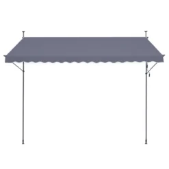 VEVOR 157 X 47" Patio Awning Retractable, Awning Sunshade Shelter With Manual Crank Handle, Adjustable Height From 86 To 122 In, Dark Gray -Vevor GUEST ba623190 93fe 4d5f 9d7e 880ab75d10c7