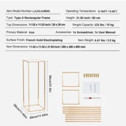 VEVOR 2PCS 31.5inch High Wedding Flower Stand, Metal Vase Column Geometric Centerpiece Stands, Gold Rectangular Floral Display Rack -Vevor GUEST baf9335d 0c73 41d7 82bb d730c2249781