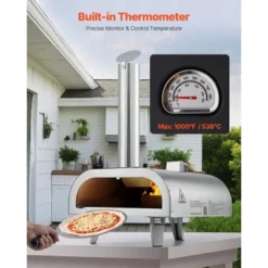 VEVOR Pizza Oven Outdoor, 12" Pellet Pizza Oven, Portable Pizza-Stove With Built-in Thermometer, Wood Fired Stainless Steel Pizza-Maker, Silver -Vevor GUEST bb198b8c ef84 41a3 9a67 ee6a0e11d7c2