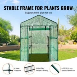 VEVOR Walk-in Green House, 4.6 X 4.6 X 6.6 Ft , Greenhouse With Shelves, High Strength PE Cover With Zipper Door And Steel Frame, Assembly In Minutes -Vevor GUEST bb780018 6a06 48cc b89c 1cc848eb447a