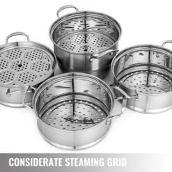 VEVOR Steamer Pot 11.8in/30cm, 5 Tier Steamer Pot For Cooking With 10QT Stock Pot, 3 Vegetable Steamers & 2 Steaming Trays, Silver 12 VEVOR Steamer Pot 11.8in/30cm, 5 Tier Steamer Pot For Cooking With 10QT Stock Pot, 3 Vegetable Steamers & 2 Steaming Trays, Silver -Vevor GUEST bb7eeb23 f4e8 4bb9 bd83 73d2bf9659c5