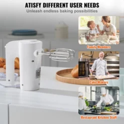 VEVOR Digital Electric Hand Mixer, 5-Speed, 200W Portable Electric Handheld Mixer, With Turbo Boost Beaters Dough Hooks Whisk Storage Bag,White -Vevor GUEST bb8864c7 1409 461e 81ed 7fb5f121330e