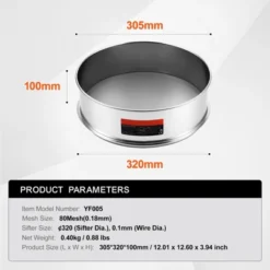 VEVOR Flour Sieve Fine Mesh, 80 Mesh Flour Sifter, 304 Stainless Steel Fine Mesh Sifter Food-grade, Dia. 12.6" Fine Mesh Strainers For Baking -Vevor GUEST bba749ee 1be3 44fc b548 767e22011ea2