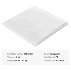 VEVOR Greenhouse Plastic Sheeting 12 X 50 Ft, 6 Mil Thickness Clear Greenhouse Film, Polyethylene Film 4 Year UV Resistant, For Gardening, Farming -Vevor GUEST bbc46031 7980 488b b75d cb946d008b29