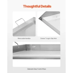 VEVOR Stainless Steel Griddle, 36x22 Inch Universal Flat Top Rectangular Plate, Gas Grill Griddle For BBQ Grill, Teppanyaki, Silver -Vevor GUEST bbcabbce 59fe 4a73 8609 f45e7809a08b