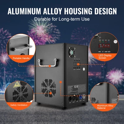 VEVOR Cold Spark Machine, 4 Pack 700W Output Fireworks Controllers, 6.6-16.4ft Adjustable Height, With Advanced DMX System, Screen, Black 5 VEVOR Cold Spark Machine, 4 Pack 700W Output Fireworks Controllers, 6.6-16.4ft Adjustable Height, With Advanced DMX System, Screen, Black - Image 5