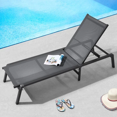 VEVOR Chaise Lounge Chair Outdoor, Aluminum Patio Lounge Chair With Adjustable 5-Position, Folding Pool Lounge Chair 1 VEVOR Chaise Lounge Chair Outdoor, Aluminum Patio Lounge Chair With Adjustable 5-Position, Folding Pool Lounge Chair