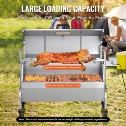 VEVOR Rotisserie Grill With Hooded Cover, BBQ Whole Pig Lamb Goat Charcoal Spit Grill, 46 Inch 132Lbs Capacity, Electric 52W Motor, Silver -Vevor GUEST bc440b05 b5bc 4365 b1d1 05b51e95af6a