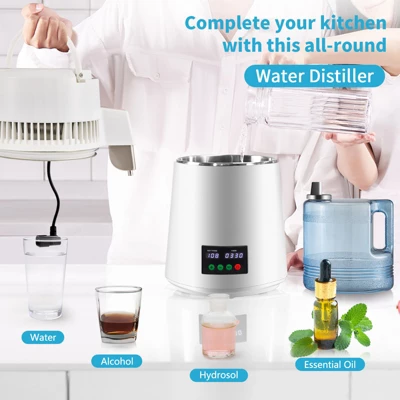 VEVOR 1.1Gal Water Distiller, 0.3Gal/H, 750W Distilled Water Maker Machine 0-99H Timing Set Temp Display, 304 Stainless Steel Countertop Distiller 2 VEVOR 1.1Gal Water Distiller, 0.3Gal/H, 750W Distilled Water Maker Machine 0-99H Timing Set Temp Display, 304 Stainless Steel Countertop Distiller - Image 2