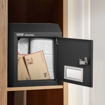 VEVOR Through The Door Key Drop Box, Heavy Duty Steel Through The Door Mailbox With 12" Combination Lock, Mail Drop Box, Black 1 VEVOR Through The Door Key Drop Box, Heavy Duty Steel Through The Door Mailbox With 12" Combination Lock, Mail Drop Box, Black