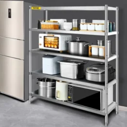 VEVOR Storage Shelf, 5-Tier Storage Shelving Unit, Stainless Steel Garage Shelf, 70.9 X 17.7 X 70.9 Inch Heavy Duty Storage Shelving, Silver