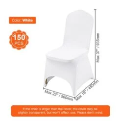 VEVOR Stretch Spandex Folding Chair Covers, Universal Fitted Chair Cover, Removable Washable Protective Slipcovers, For Wedding, 150PCS White -Vevor GUEST bc99f036 c716 47fb be7a 956b89ede51a