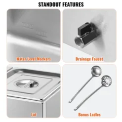 VEVOR 2-Pan Commercial Food Warmer, 18QT Electric Steam Table, 1200W Professional Countertop Stainless Steel Buffet Bain Marie -Vevor GUEST bcb66bf2 4436 49f2 bdcc e60387e1c605