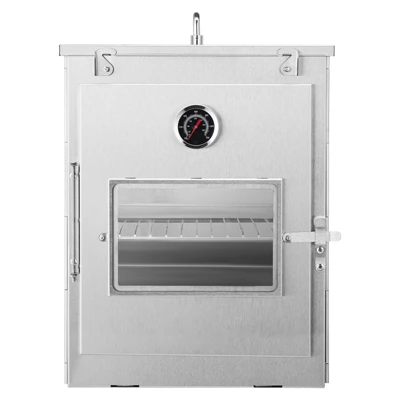 VEVOR Foldable Camping Oven, Stainless Steel Portable Camping Stove, With 3 Tier Grill, Handle And Thermometer, Use With Wood Burning Fire, Silver 8 VEVOR Foldable Camping Oven, Stainless Steel Portable Camping Stove, With 3 Tier Grill, Handle And Thermometer, Use With Wood Burning Fire, Silver - Image 8