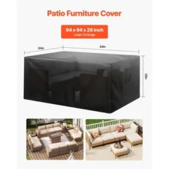 VEVOR Patio Furniture Cover, 420D Heavy Duty Waterproof Outdoor Dining Table And Chairs Cover, Large Squre Patio Table Covers, Black -Vevor GUEST bd649ac9 a243 4740 872b cde475c52032