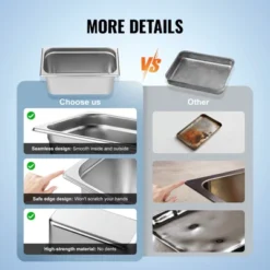 VEVOR 8 Pack Hotel Pans, 1/3 Size Anti-Jam Steam Pan With Lid, 0.8mm Thick Stainless Steel Steam Table Pan, 6-Inch Deep Commercial Table Pan -Vevor GUEST bd749e83 ac27 47dd 9b32 6143220f0a6e