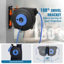 VEVOR Retractable Extension Cord Reel, 50 FT, Heavy Duty 14AWG/3C SJTOW Retractable Power Cord With Lighted Triple Tap Outlet, Black -Vevor GUEST bdc94ab7 3ae7 4152 8a4d 60175dfaef1e