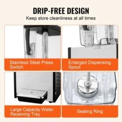 VEVOR Commercial Beverage Dispenser, 12 L / 12.7 QT Juice Dispenser, 246W 304 Stainless Steel Food Grade Ice Tea Drink Machine -Vevor GUEST be0116f1 3128 4187 8d5d ad765d3e899d