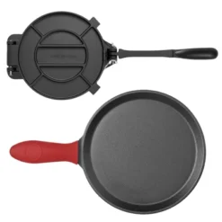 VEVOR Tortilla Press, 8 Inch Cast Iron Tortilla And Roti Maker, Heavy Duty Tortilladora Press With Handle And 100 Pcs Parchment Paper, Black -Vevor GUEST be4b9482 708b 4ab1 9a6c aa597f1156b0