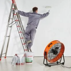 VEVOR Drum Fan, 24 Inch High Velocity Industrial Shop Fan, Heavy Duty Commercial Use 3-Speed 8600CFM, 360°Adjustable Tilting Floor Fan, Orange