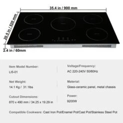 VEVOR Electric Cooktop, 5 Burners, 36'' Induction Stove Top, Built-in Magnetic Cooktop 9200W, 9 Heating Level Multifunctional Burner -Vevor GUEST be8dce83 4440 42b2 b1c2 3d39058376b4