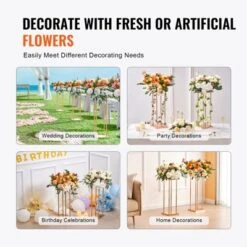 VEVOR 4PCS Gold Metal Column Wedding Flower Stand, 31.5inch High With Metal Laminate, Vase Geometric Centerpiece Stands, Cylindrical Floral Display -Vevor GUEST bed223a6 d15b 4230 b5f5 afbc0eaf697c