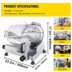 VEVOR Commercial Meat Slicer, 320W Electric Deli Food Slicer, 12 Inch Carbon Steel Blade Electric Food Slicer, 350-400RPM Meat Slicer, 0-0.6 Inch -Vevor GUEST bf0690fc 7cfd 4670 ae18 626441961481