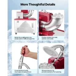 VEVOR Commercial Ice Crusher 661LBS/H, 350W Electric Snow Cone Machine With 4 Blades, 2000RPM Stainless Steel Shaved Ice Machine, Red -Vevor GUEST bf08cb99 b648 4e3b 94e6 eddf16d6db7d