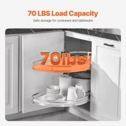 VEVOR Swing Right Blind Corner Cabinet, Pull Out Organizer For 36 Inch Width Blind Cabinet, 2 Tier Height Adjustable Swing Tray, Silver -Vevor GUEST bf23f970 06e0 4d8d a3db 0e0ab56ad9ff