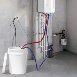 VEVOR Tankless Water Heater Flushing Kit, Includes Efficient Pump & 5 Gallon Pail & 2 Hoses & Descaling Powder, Orange