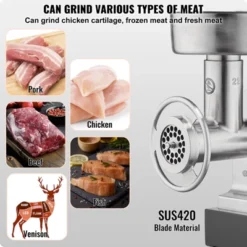 VEVOR Meat Grinder, 14 Lbs/Min Capacity Electric Meat Grinders With Blade, Grinding Plate, Sausage Maker, Stainless Steel Commercial Meat Mincer -Vevor GUEST c00360d4 48b6 481f 9142 baca67f45075